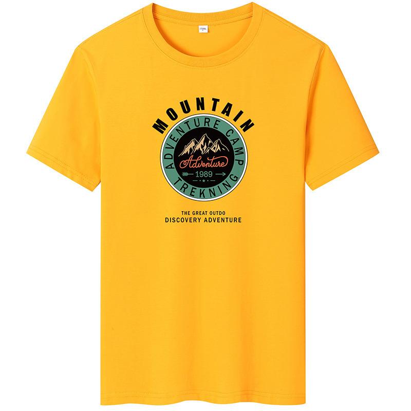 Mountian Printed Short-Sleeved Men T-shirt Summer Fashion Cotton Casual Tee Bottoming Shirt Large Size M-6XL