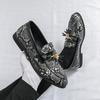 New Pointed Snake Pattern Patent Leather Casual Shoes For Men Driving Loafers Wedding Dress Homecoming Footwear Zapatos Hombre