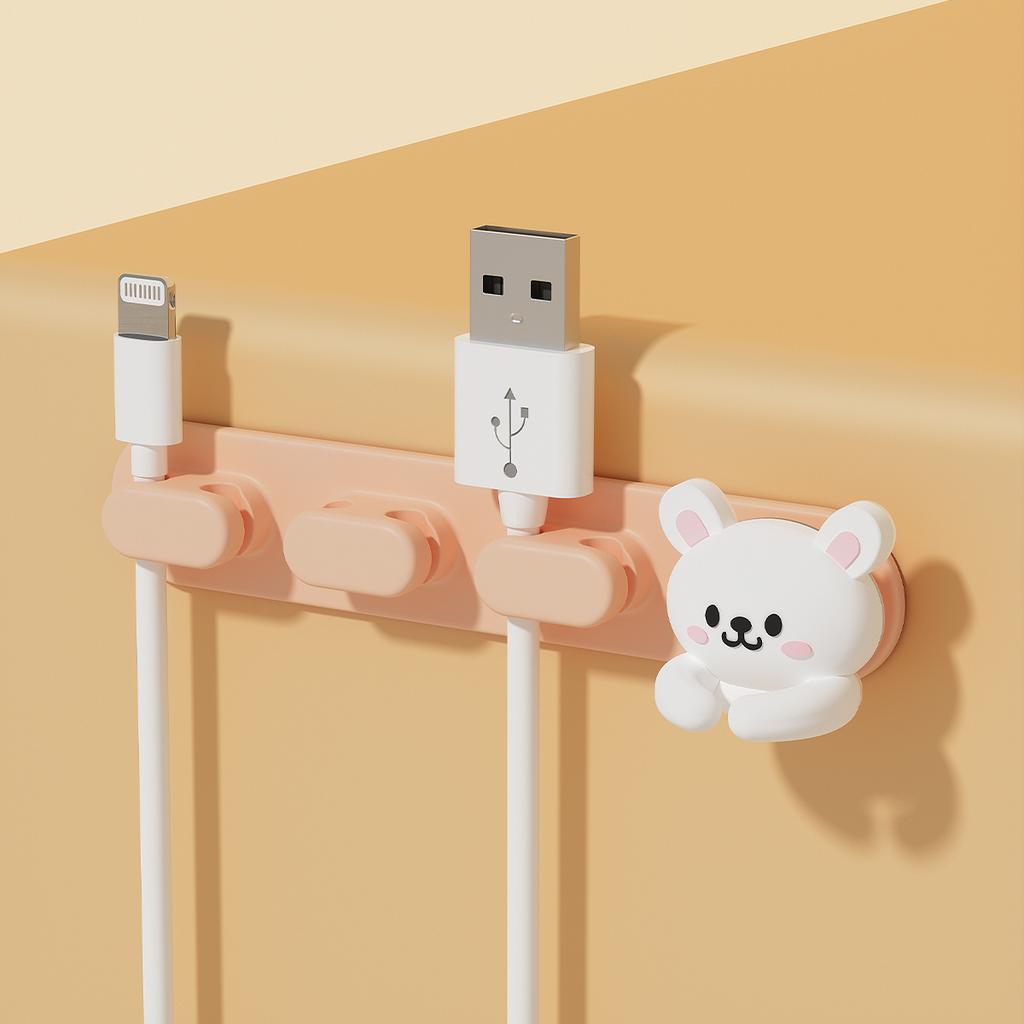 WORTHBUY Cute Desktop Cable Managers Self-Adhesive Wire Cord Management USB Data Cable Clips Holder Office Desk Accessories