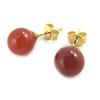 [M6727] - Gold Plated 'Mineralia' Red Agate Earrings - 8 Mm