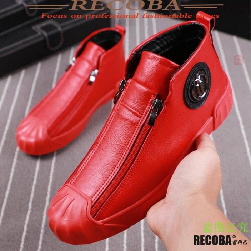 Мужские высокие повседневные ботинки на молнии с черной плоской платформой, зимние флисовые ботинки Zapatos Hombre A10