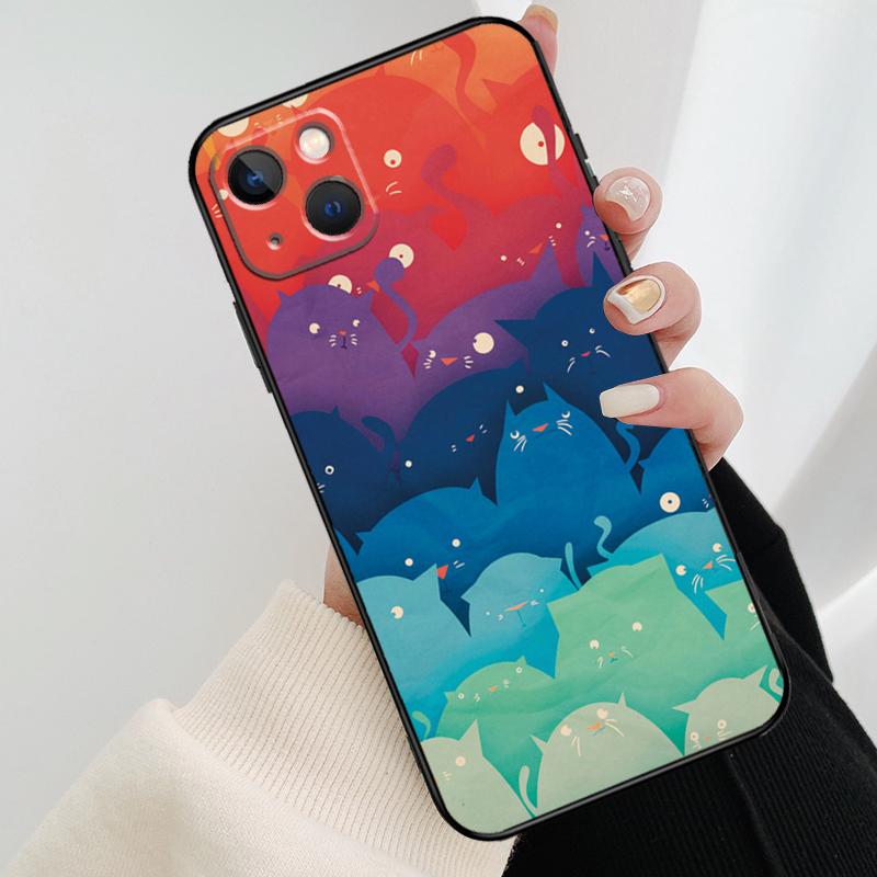 Милый мультяшный коллаж из кошек Чехол для телефона Для iPhone 17 Pro Max 14 13 12 11 15 16 Pro Max mini 15 16 Plus 16e 17 Air Cover