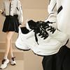 2025 New Platform Dad Shoes Women's Fashion Hong Kong Style Casual Shoes Retro Heightening Lace-up Student Sports Running Shoes