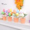 Пасхальное яйцо бонсай красочные имитация пасхального яйца растение в горшке DIY пенопластовые яйца кролика для украшения дома вечерние