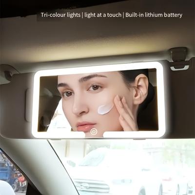 Зеркало на солнцезащитный козырек автомобиля со светодиодной подсветкой, HD-зеркало с сенсорным управлением, 3 режима освещения, перезаряжаемое