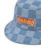 Treasure Flame Checkerboard Denim Bucket Hat Indigo