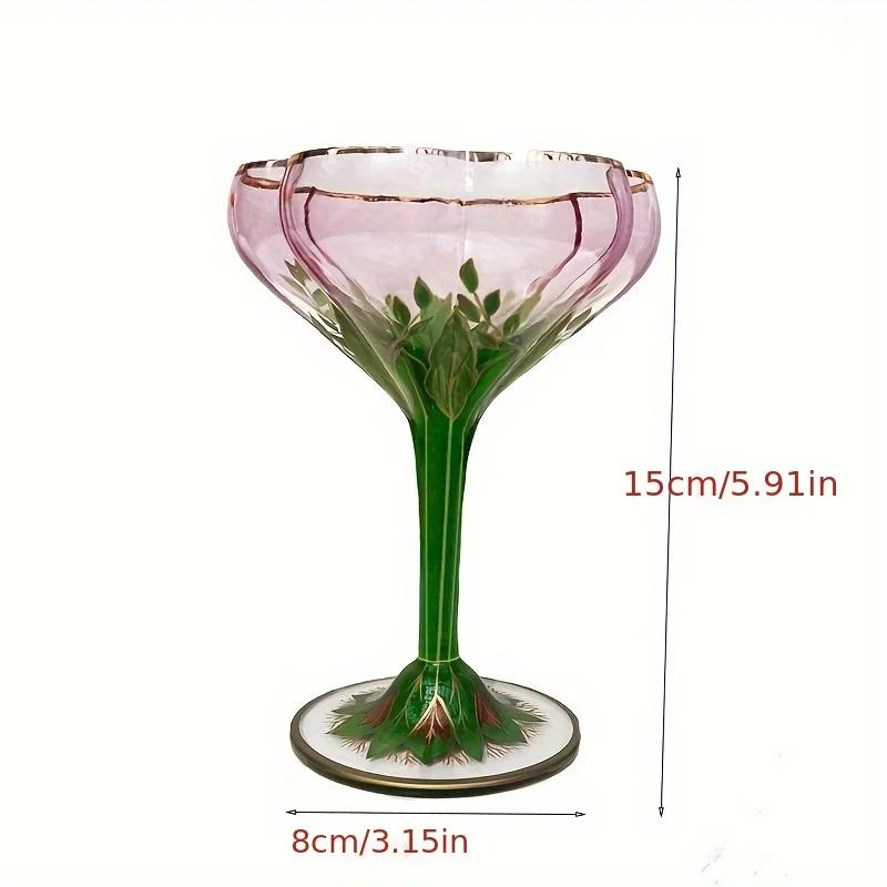 1 шт. австрийский средневековый бокал для шампанского, хрустальный бокал для красного вина, розовая расписанная вручную чаша для мороженого, винтажный цветочный кубок, подарки