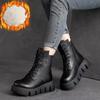 Fashion Short Plush 2025 Winter Female Ankle Boots Genuine Leather Cotton Boots Thick-soled Padded Women Shoes Warm Snow Boots Female