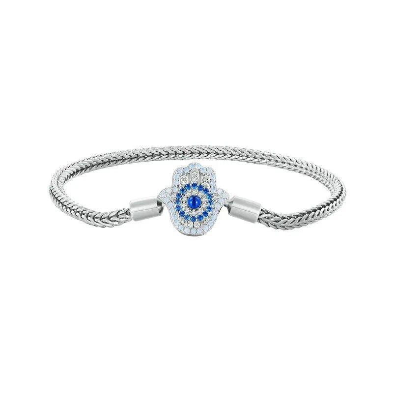 BAMOER Стерлинговое серебро 925 пробы Fatima Guardian с прозрачной застежкой CZ, браслет-подвеска, базовые браслеты, подходят для BAMOER и европейских подвесок из бисера