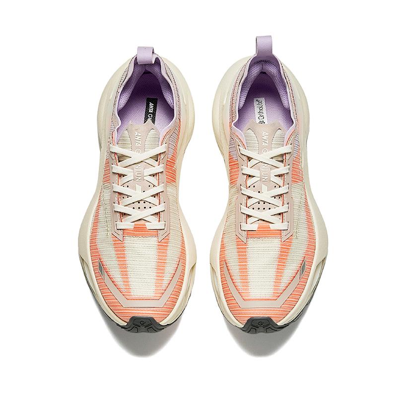 Anta Удобные амортизирующие нескользящие прочные низкие кроссовки для бега мужские кроссовки бежево-оранжевые 112436603A-1