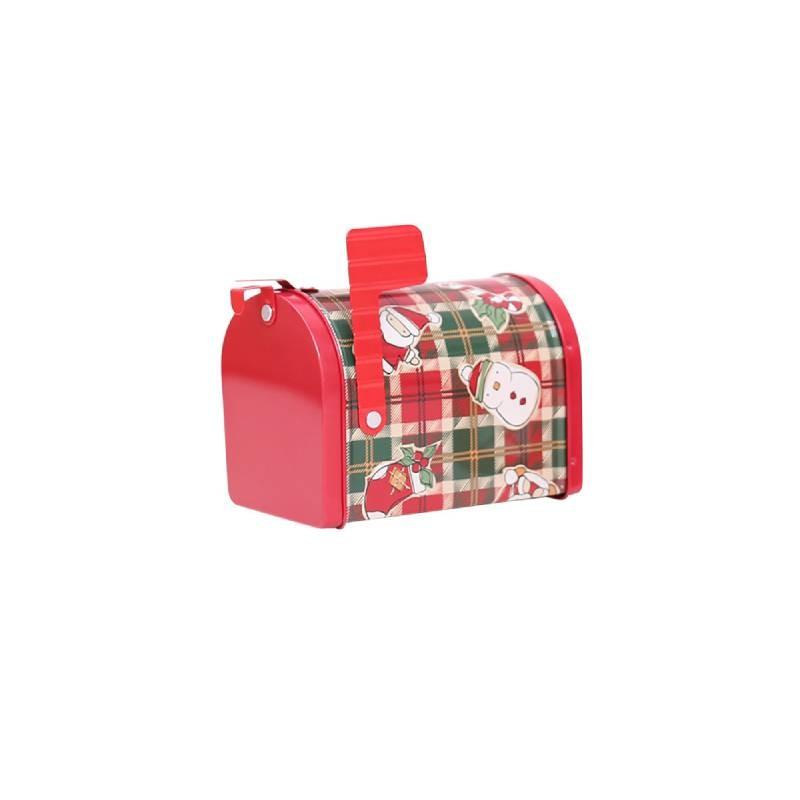 Праздничный Рождественский Железный Почтовый Ящик Подарочная Коробка Очаровательная Жестяная Банка с Мультяшным Клетчатым Стилем для Детей