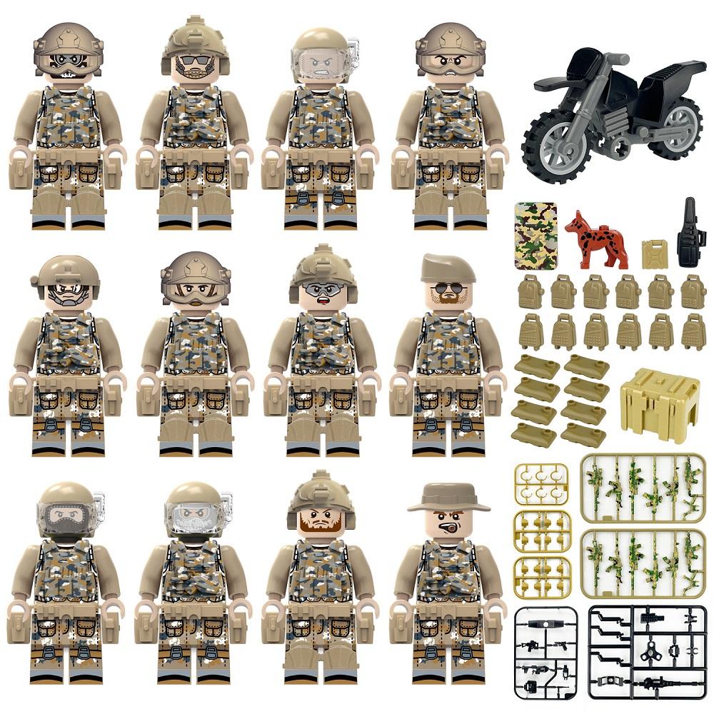 MOC Military Weapons Building Accessories Set with 12pcs Special Forces Camouflage Clothing Mini Figures Army Blocks Toys