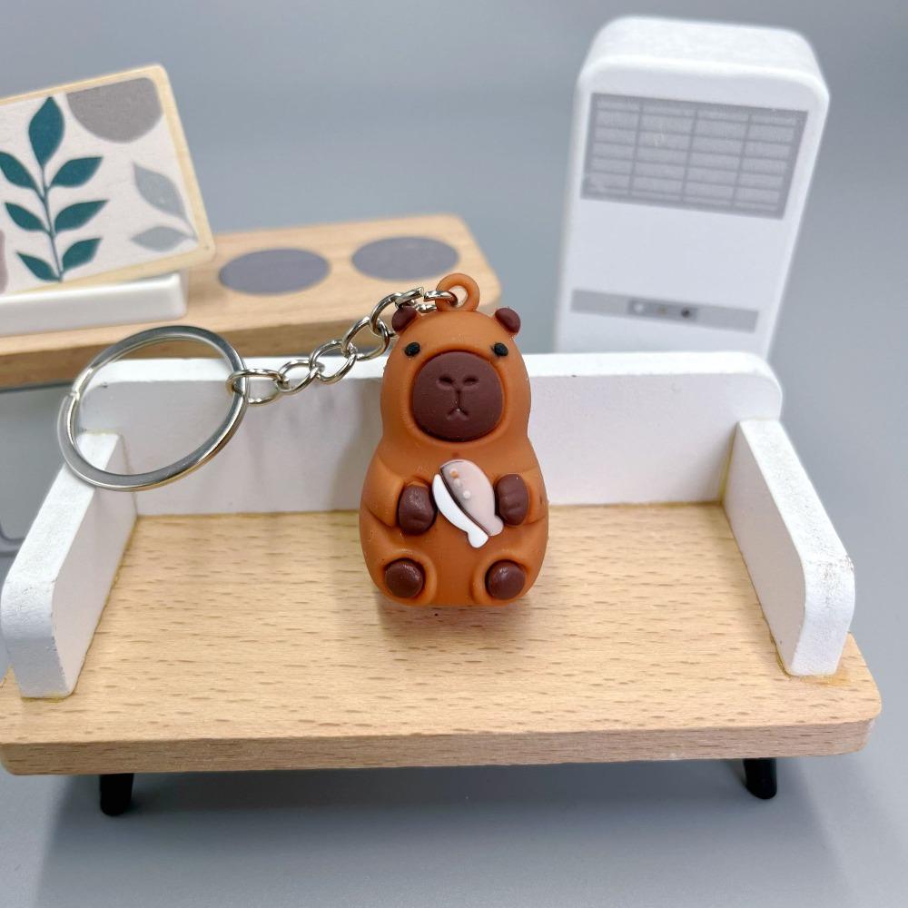 Turtle Cartoon Keychain PVC Animal Pendant Funny Capybara Key Ring Girls