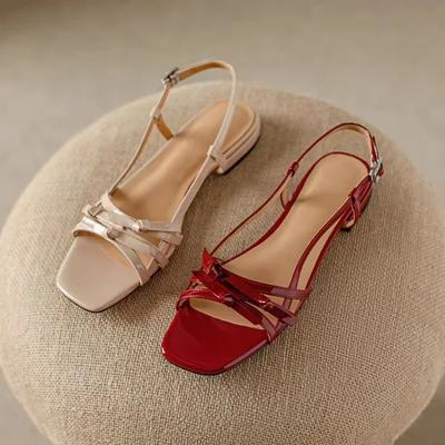 Французский стиль, сандалии-гладиаторы с плоской подошвой и плетеным носком, женские летние новые, с узлом-бабочкой, на плоском каблуке, из микрофибры, римские туфли