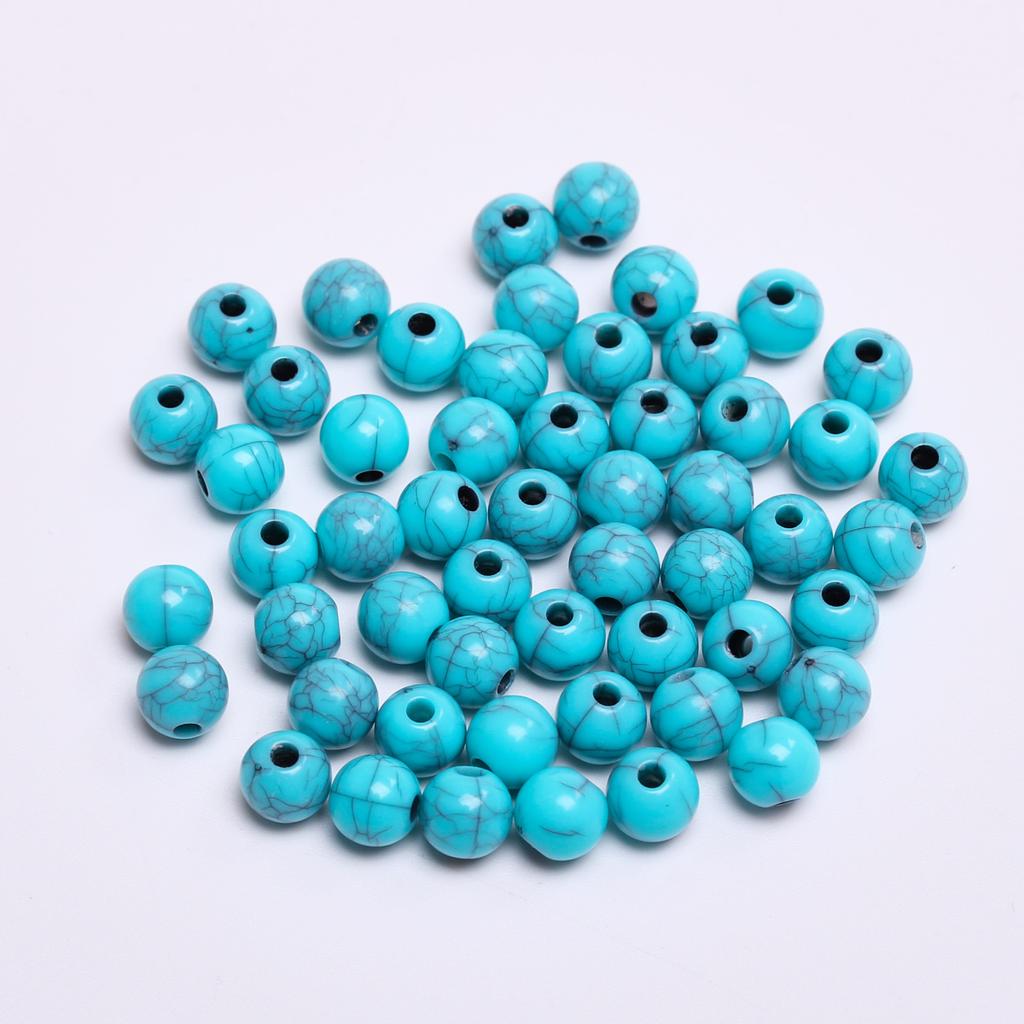 Бирюзовые имитированные каменные круглые бусины для изготовления украшений своими руками, 6-16 мм, 50-5 шт.