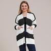 Women's Autumn and Winter Large Size Striped Patchwork Woven Jacket Sweater