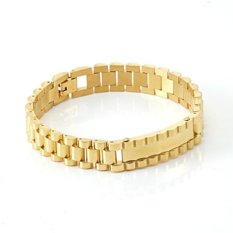 Модный мужской браслет из нержавеющей стали, персонализированная цепочка для часов, мужская бижутерия из титановой стали 18 карат