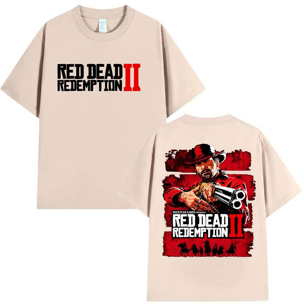 Red Dead Redemption 2 Game Graphic T Shirts Men's Clothing High Quality Summer T-shirt Cotton Short Sleeve Tshirt