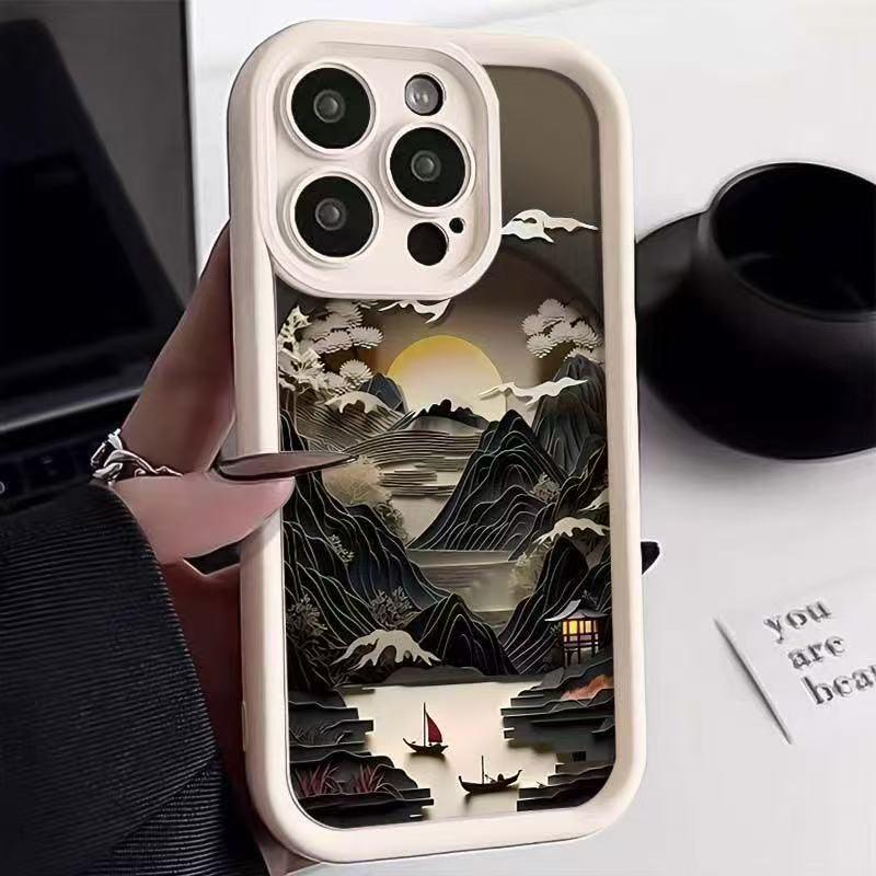 Чехол для iPhone 17/16 Pro Max/15 Pro/14/13 с китайской пейзажной живописью