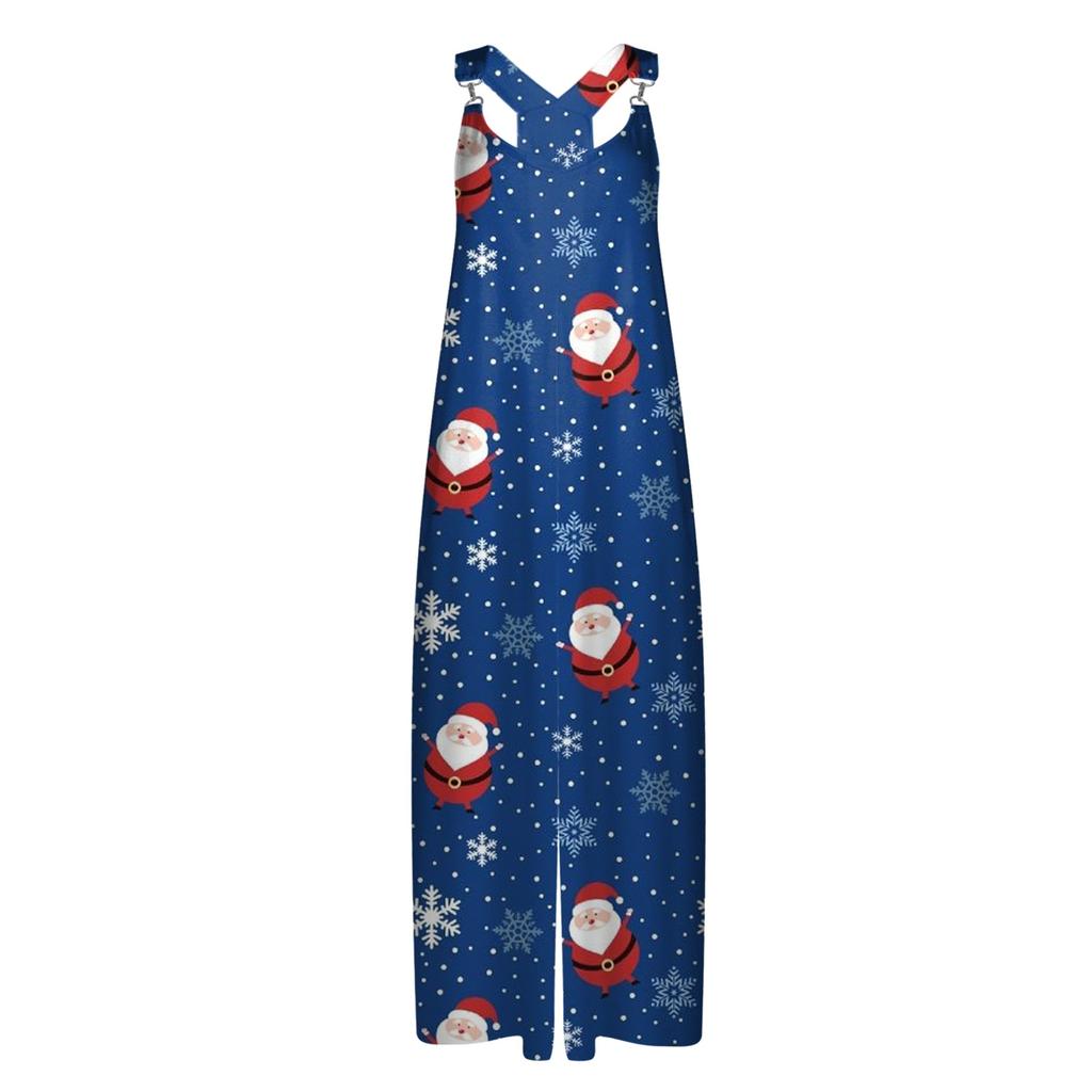 Женский летний комбинезон с рождественским принтом в винтажном стиле (Нерегулируемые ремни)