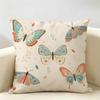 Insects Butterfly Pattern Cushion Cover Durable Hypoallergenic Organic Linen Pillow Cover Short Size Washable SkinFriendly