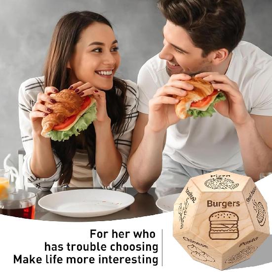 Food Dice Stocking Stuffers for Men Women Kids Adults Date Night Dice Couples Gifts for Him Her Anniversary Christmas Birthday Wedding Gifts for Men