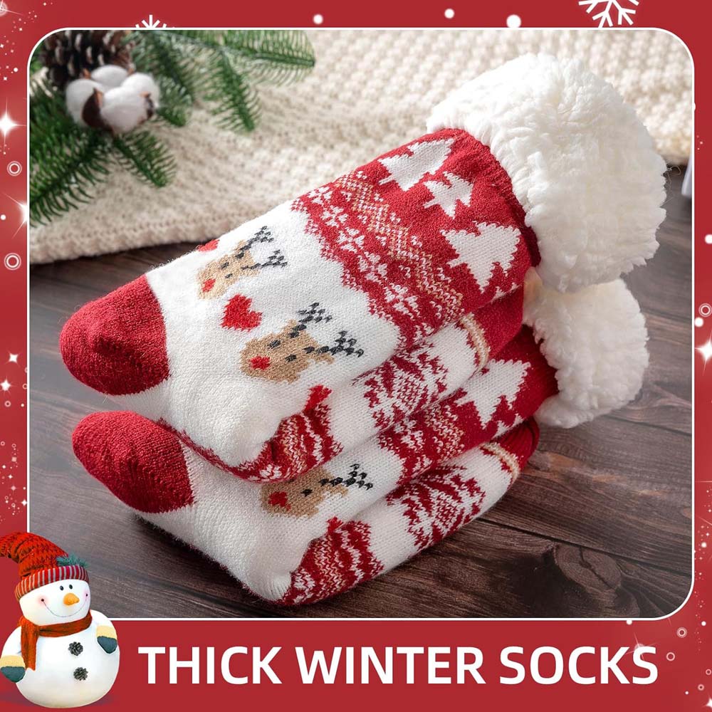 Christmas Thermal Slipper Socks Thick Warm Anti Slip Winter Cosy Bed Floor Socks