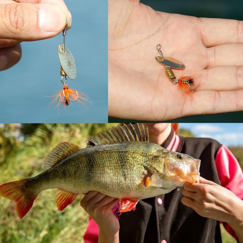 Fishing Spinners 4pcs Hard Metal Spinnerbaits Lures Kit for Bass Trout Walley with A Tackle Box