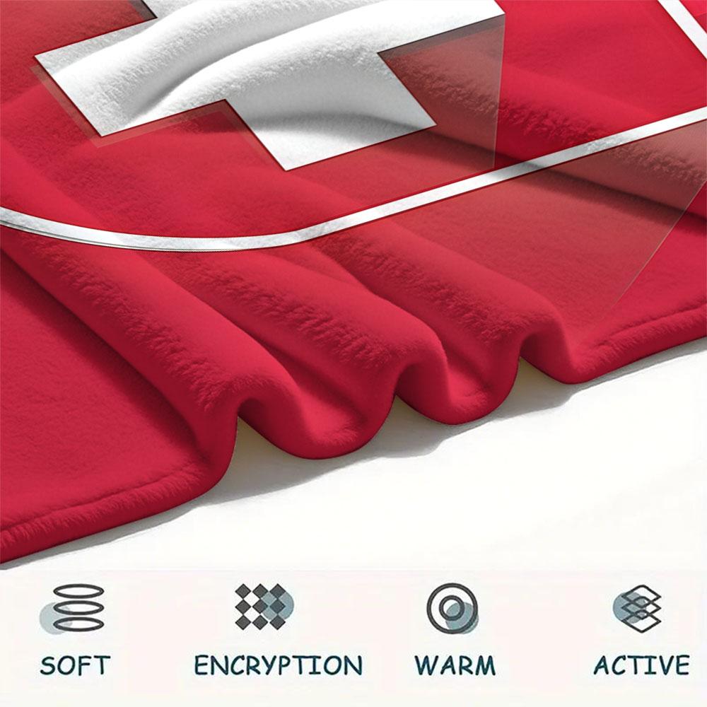 Switzerland national football Printed Flannel Blanket, soft throw for bedroom sofa, washable,soccer fan merchandise, great gift.