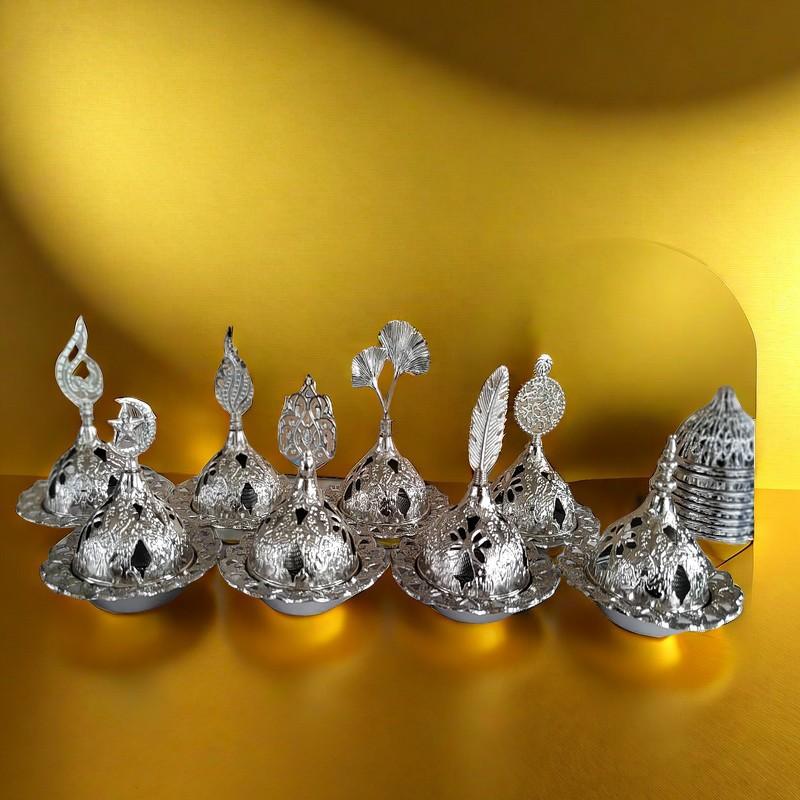 Golden Middle Eastern Arabic Incense Burner with Intricate Hollow-Out Design — Metal Aromatherapy Incense Burner for Cone Incens