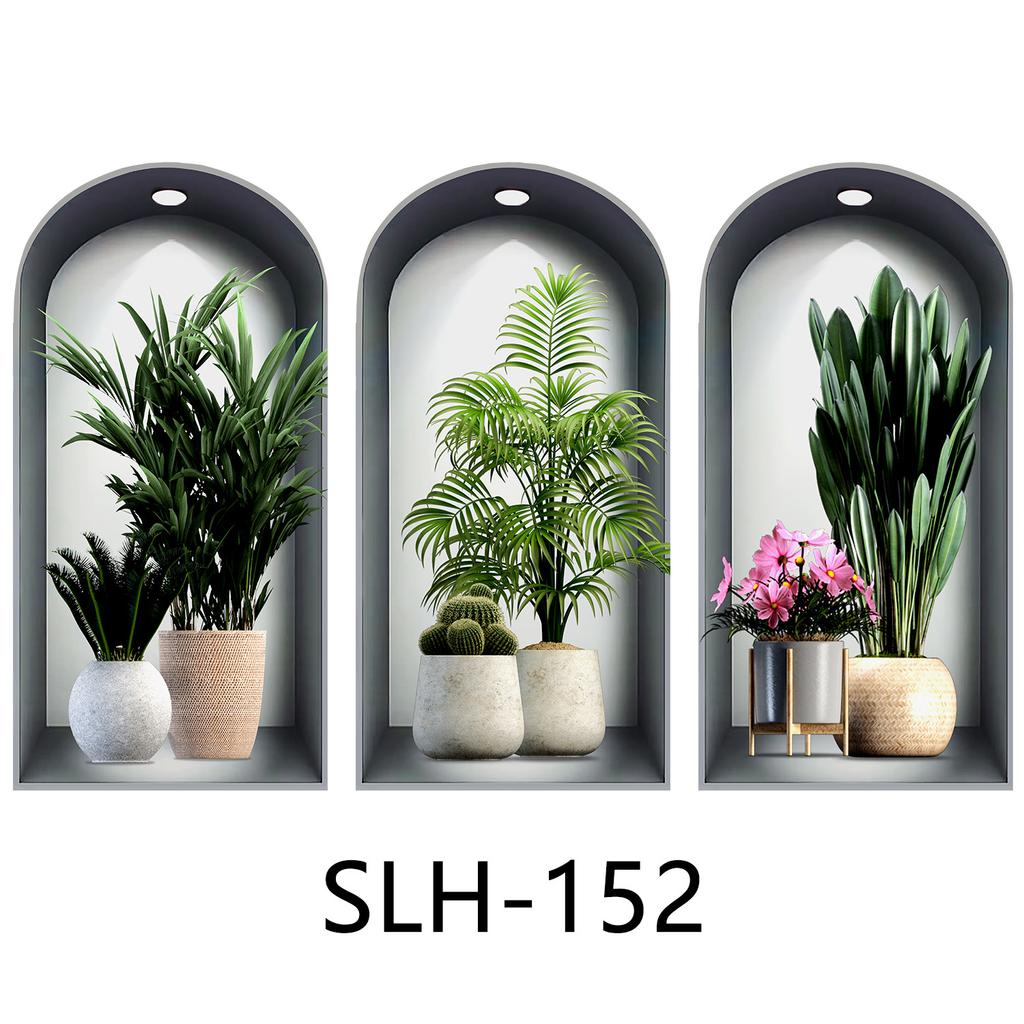 Набор из 3 шт. Наклейки на стену с растениями и цветами Сделай сам Наклейки из стекла в виде короны для декора гостиной, спальни, свадьбы Самоклеящиеся наклейки на холодильник