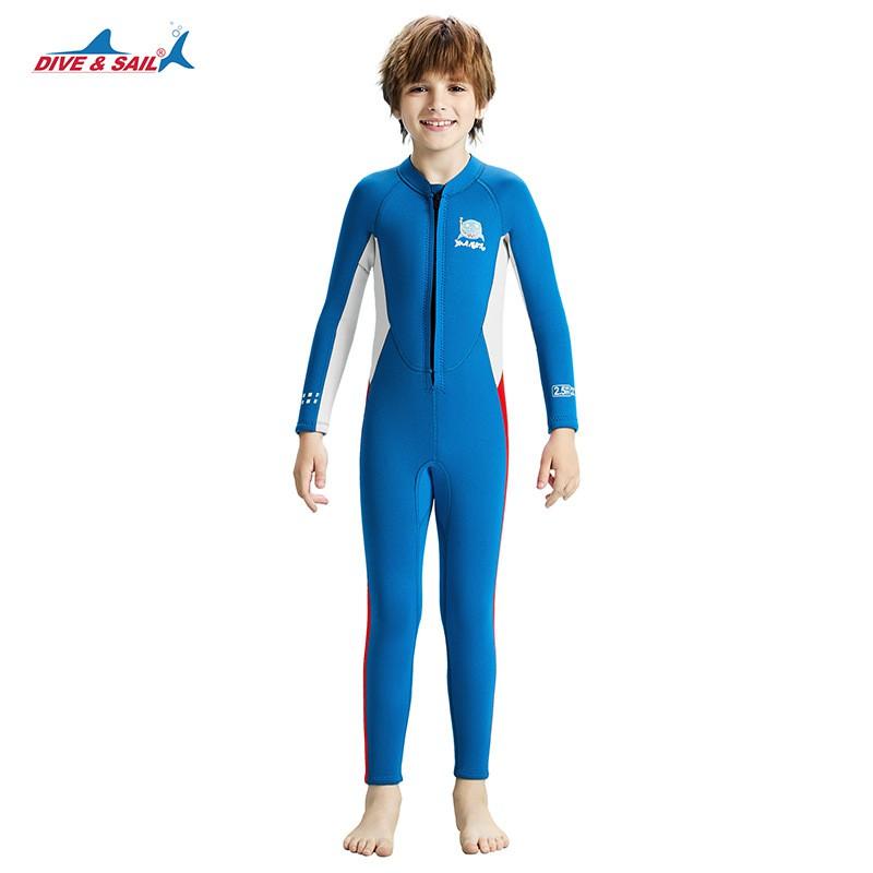 Kids Full-Body Wetsuit Diving Swimming Warmth Chloroprene Neoprene Long Sleeve Thermal Suit Blue Yellow Red