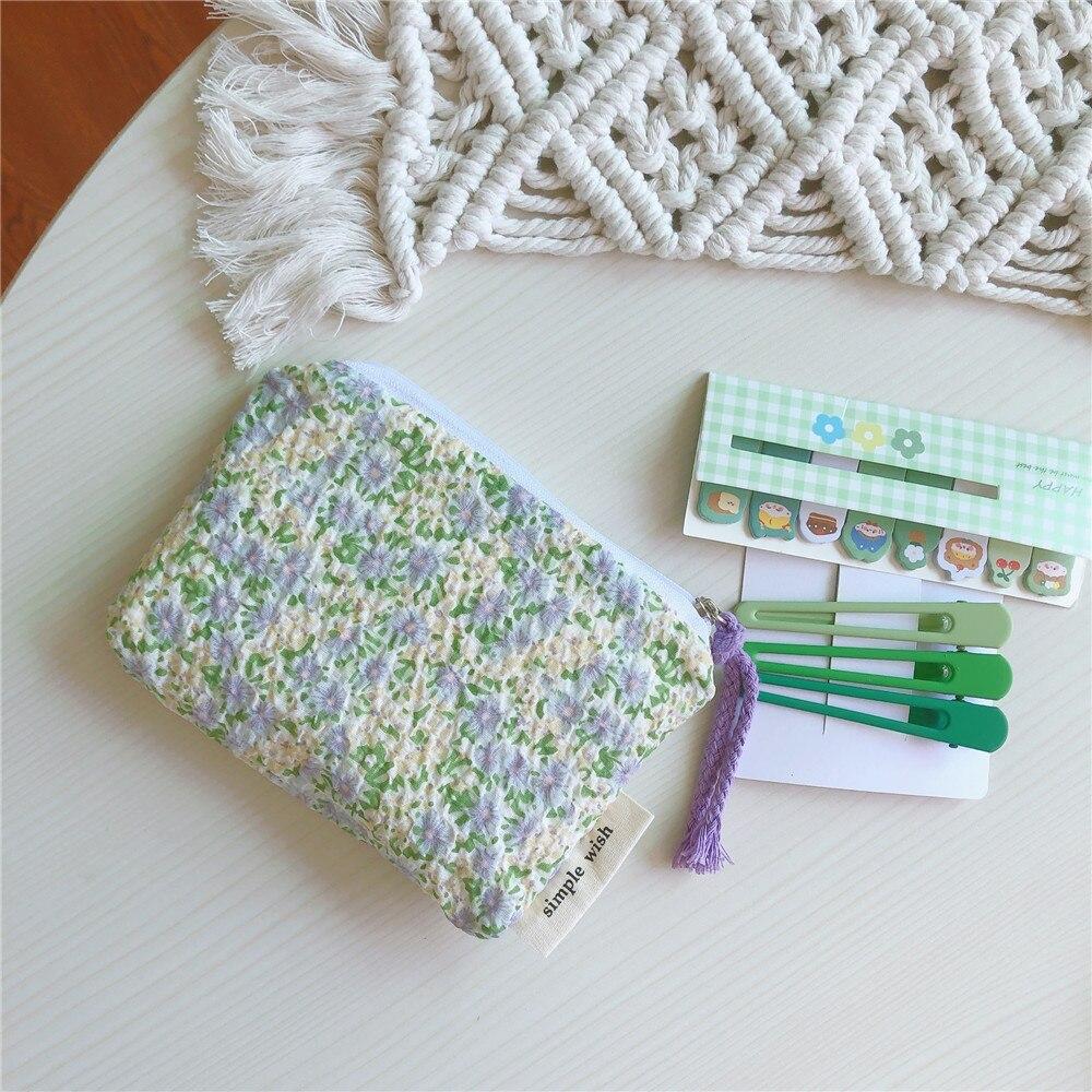 Mini Cotton Floral Organizer Bags for Women Bag Small Fabric Cosmetic Make Up Bag Little Purse Coin Pouch Children Cosmetic Case