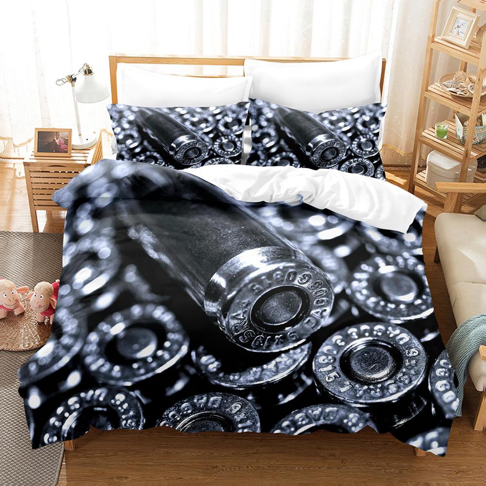 Односпальный/Полуторный/Двуспальный/Квинсайз/Кингсайз 3D-принт Игровой комплект постельного белья с тематикой AK-47 и пули PUBG для спален взрослых и детей