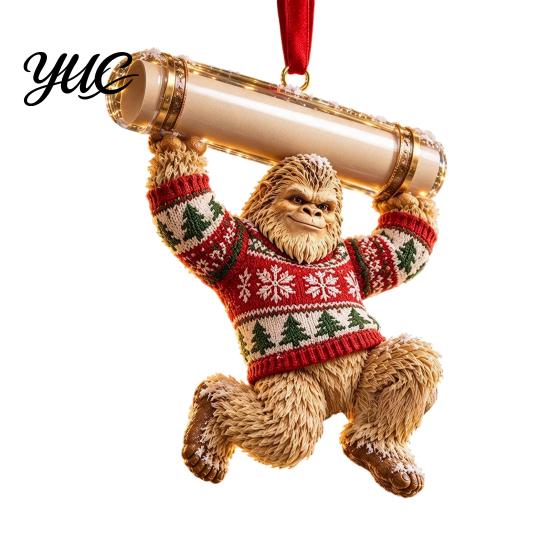 Holiday Gift for Kids Teens Big Foot Money Holder Cash, 2D Acrylic Sasquatch Cash Creative Christmas Stocking Stuffer Ornament, Clear Xmas Tree