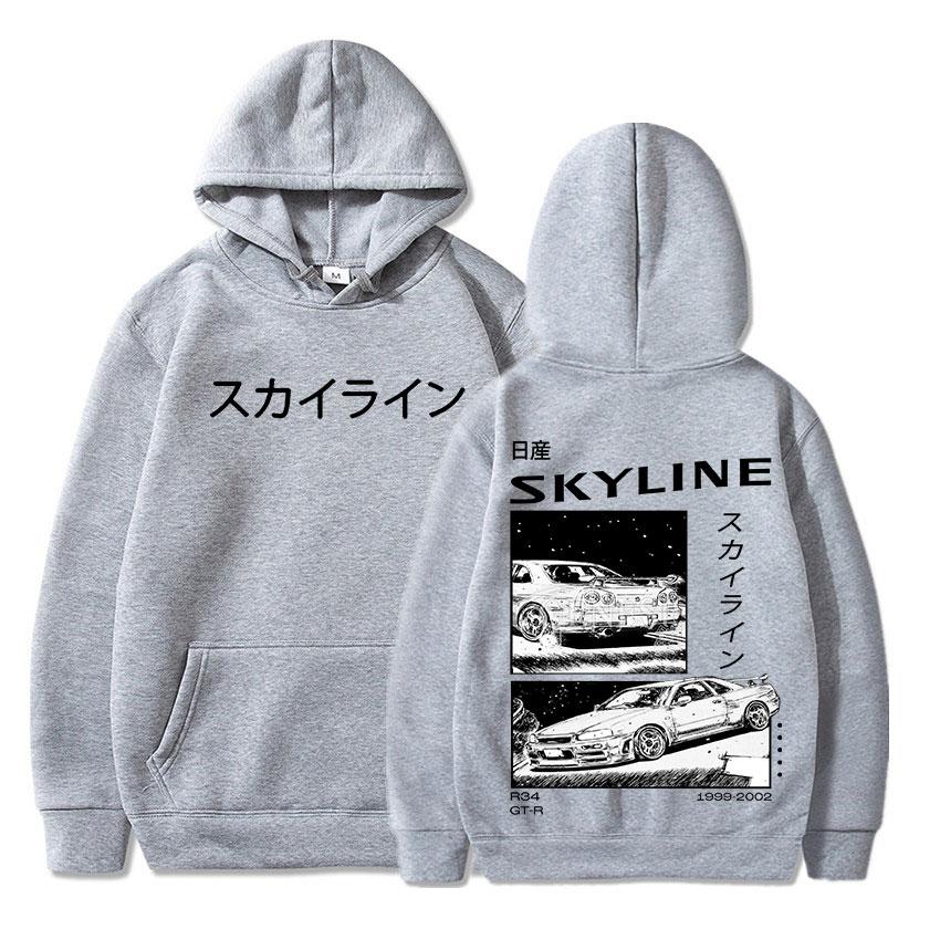 Толстовка с капюшоном Drift из японского аниме AE86 Initial D, двусторонние толстовки с капюшоном унисекс R34 Skyline GTR JDM, повседневные свободные пуловеры