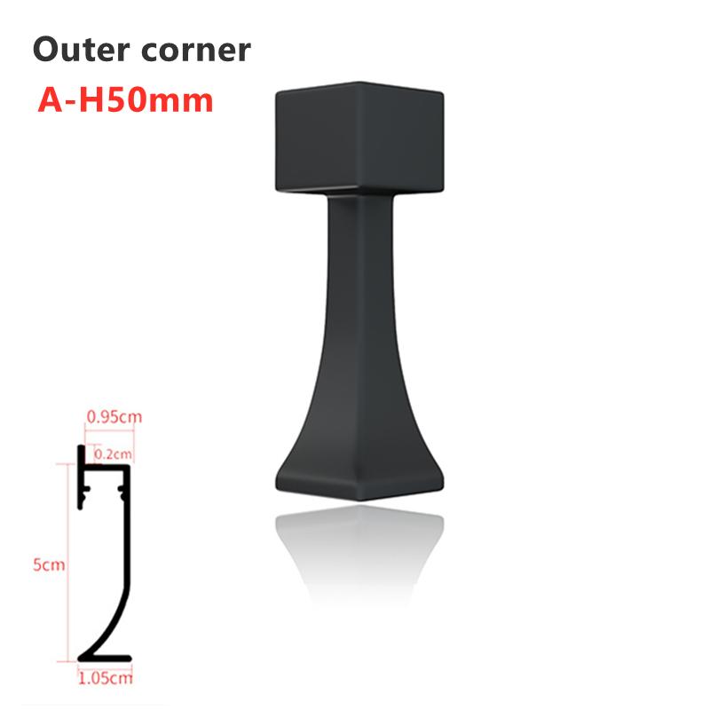 Светодиодный плинтус H40/50/65 мм, линейный светильник, алюминиевый профиль, аксессуары, плинтус, пластиковый внутренний уголок, внешний угловой соединитель