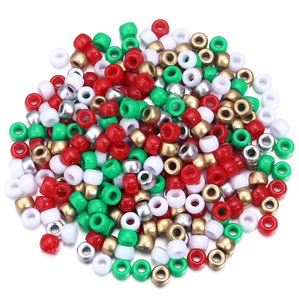 200pcs 6x9mm Mixed Color Big Hole Pony Beads Loose Spacer Acrylic Beads For Jewelry Making DIY Hair Braids Bracelet Accessories