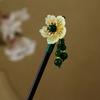 Retro Flower Hairpin For Women Chinese Style Floral Tassel Hair Stick Elegant Vintage Wooden Hairpin Girls Hair Accessories 1pc