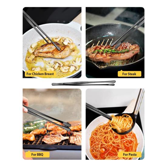 3 шт. 10-дюймовые кухонные пинцеты, тонкие пинцетные щипцы, щипцы для барбекю из нержавеющей стали, длинные кулинарные пинцеты для сервировки и подачи морепродуктов