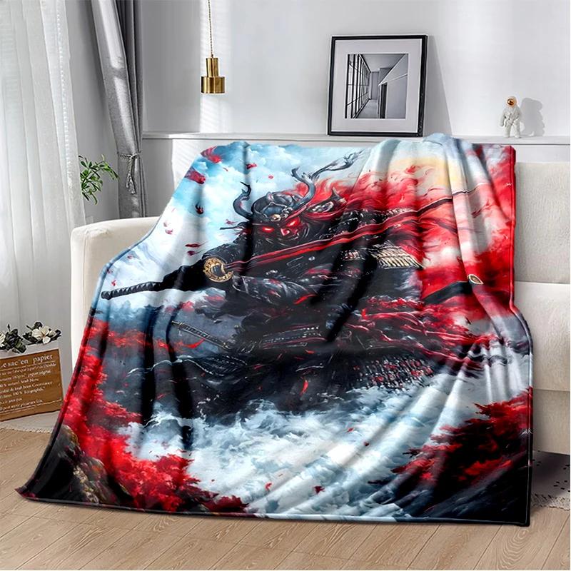 3D Japanese Samurai Bushido Katana Cartoon Game Blanket,Soft Throw Blanket for Home Bedroom Bed Sofa Travel Picnic Cover Kids