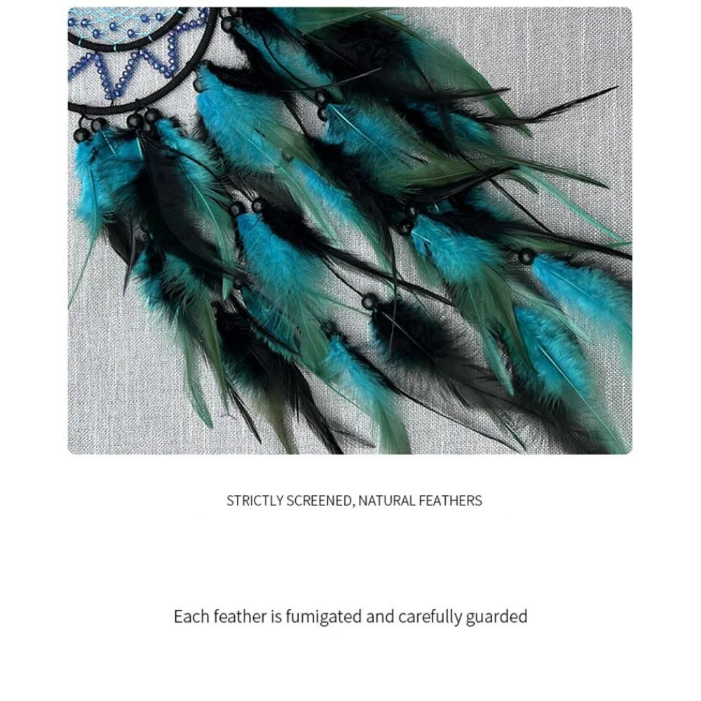 Indian Moon Dreamcatcher Wind Chimes Hand-woven Feather Room Wall Hanging Ornament Creative Car Pendant Birthday Gift Home Decor