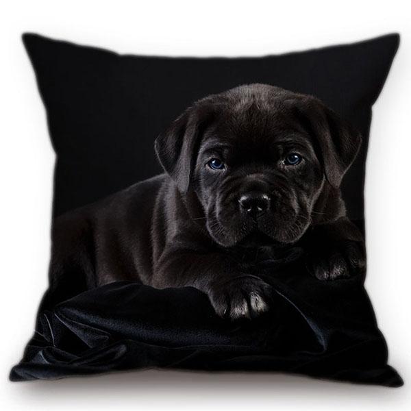 Cute Pug Pet Dog Pattern Car Decorative Throw Pillow Case German Hound Print Cotton Linen Sofa Chair Cushion Cover Cojines