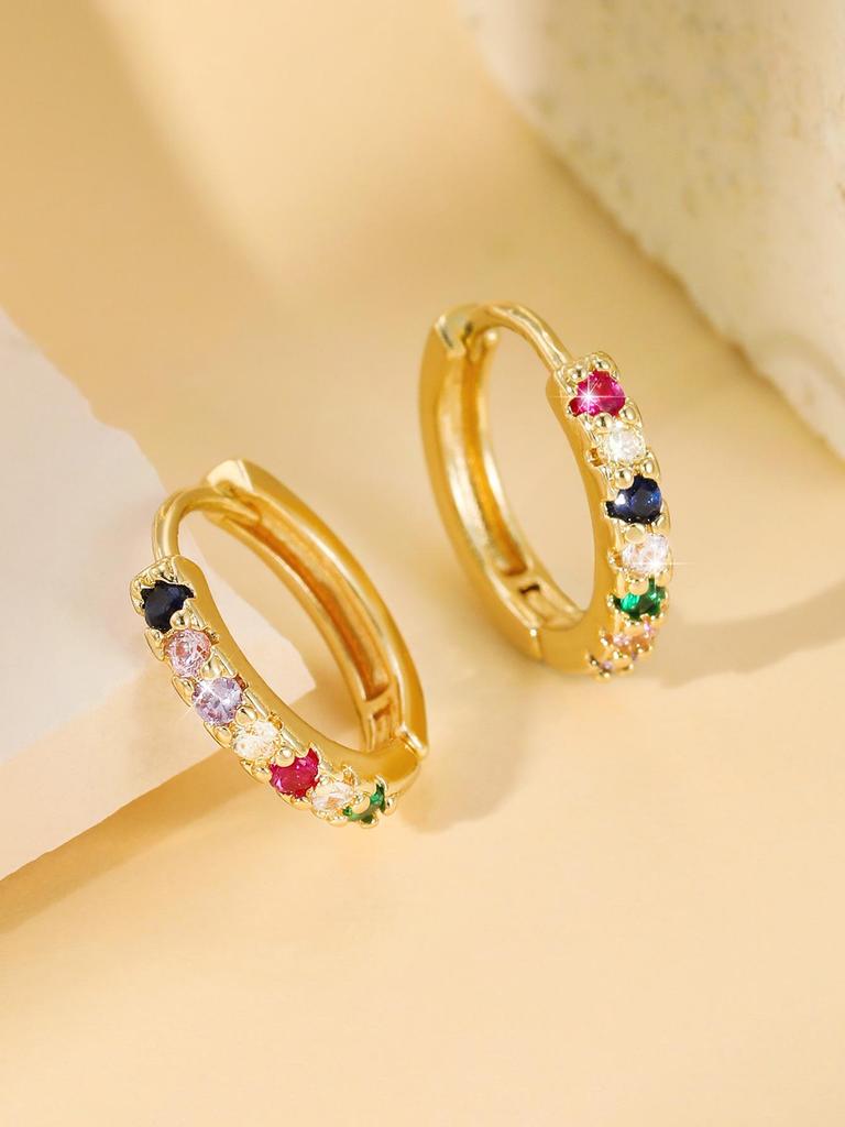 Серьги-кольца из меди с инкрустацией цирконами - Женские классические, универсальные, стильные каффы