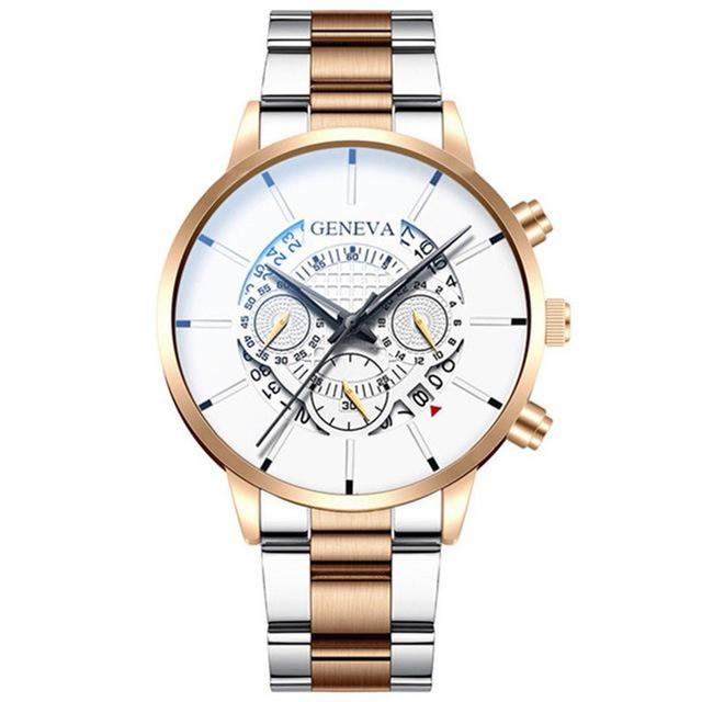 Cross-Border Trendy Men's Geneva Watch with Creative Calendar and Alloy Steel Band (2020)