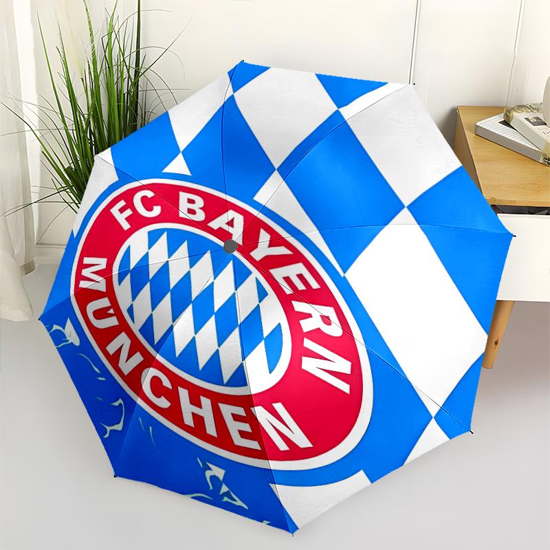 FC Bayern München logo Print Automatic Umbrella, 8 Rib Iron Frame, Plastic Handle, Suitable for Outdoor Travel &Daily , Ideal Gift