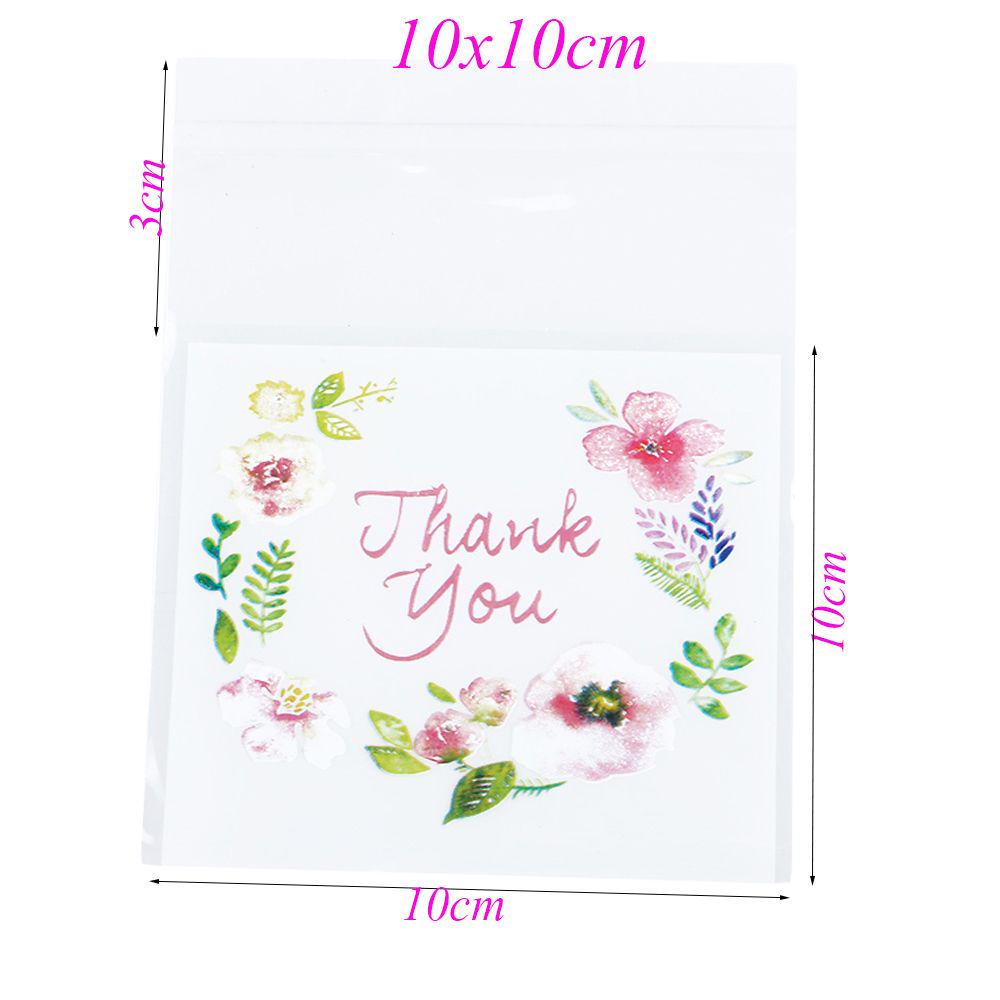 100pcs   4 Sizes Hot Wedding Favors Plastic Thank You Candy Bag Cookie Package Self-Adhesive