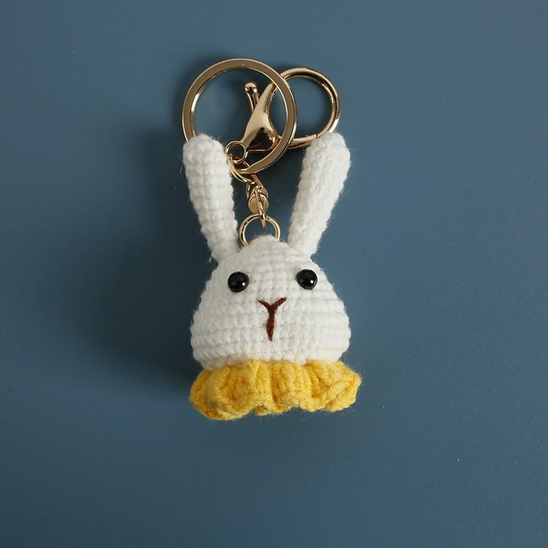 Cartoon Animal Doll Series Crochet Keychain Knitted Rabbit Keychain Cute Bear Keyring For Bag Pendant Custom Accessory