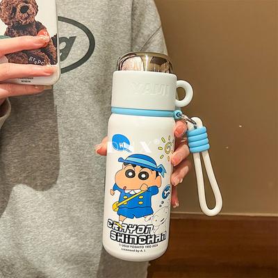 Crayon Маленький Новый Большой Вместимости Высокий Внешний Уровень Нержавеющей Стали Термос Чашка Мультяшный Водный Стакан Милый Студент Портативный Сопутствующий Стакан