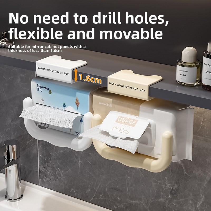 U-Shaped Paper Towel Holder for Mirror Cabinet Self Adhesive Bathroom Organizer No Drill Wall Mount Tissue Rack